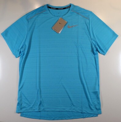 NIKE DRI FIT MILER RUNNING SHORT SLEEVE TOP BALTIC BLUE AJ7565-416 MEN L  UK