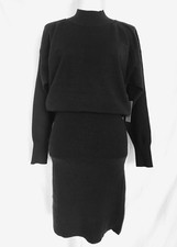 NWT Nordstrom Stitchdrop Midi- Knee Length Black Knit Dress Size M Side Zip