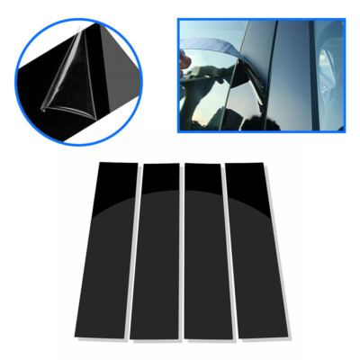Vehicle Trim Protection Car Door Window Pillar Trim For Ford F150 2004-2014 - 4PC Black PC Plastic Cover Set F150 Exterior Accessories - Foto 2