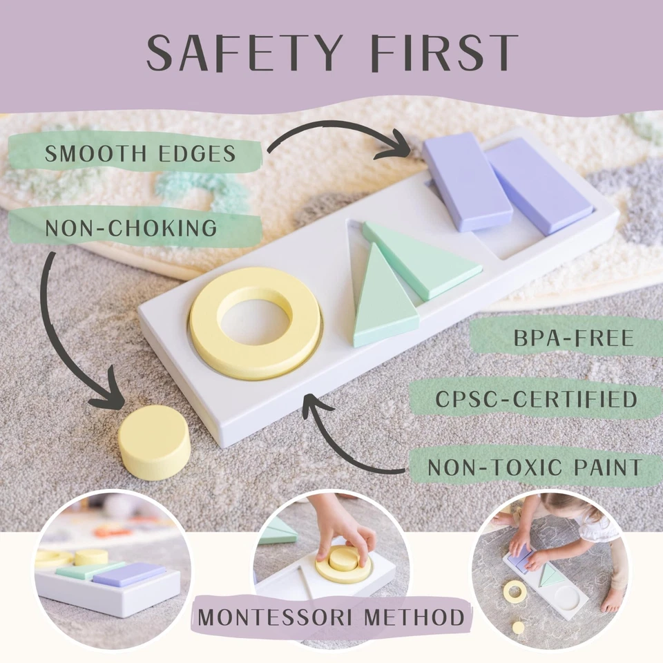 2-in-1 Montessori Wooden Shape Sorter & Color Puzzle Toy for 1+ Year Old Kids - Image 3 of 4