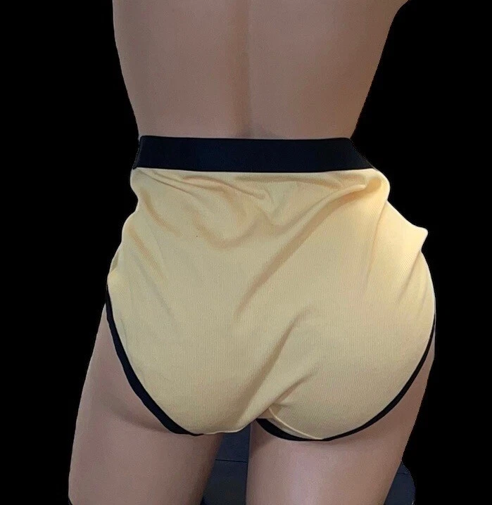 Ashley Stewart Yellow Ribbed Black Trim Panties Womens 22 24 NWT