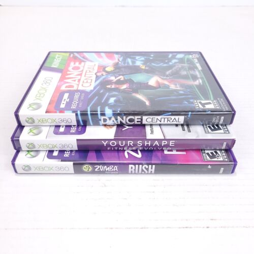 XBOX 360 Game Lot - Kinect Dance Central, Your Shape Fitness Evolved, Zumba Rush - Afbeelding 1 van 17