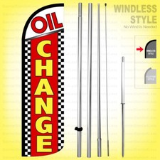 OIL CHANGE - Windless Swooper Flag Kit 15' Feather Banner Sign Checker rq45-h