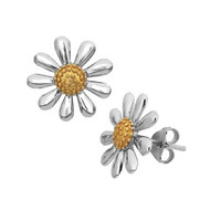 Silver Daisy Earrings. 10mm Daisy With Gold Plated Centre. Quality 925 Silver St Silver Daisy Earrings. 10mm Daisy With Gold Plated Centre. Quality 925 Silver St