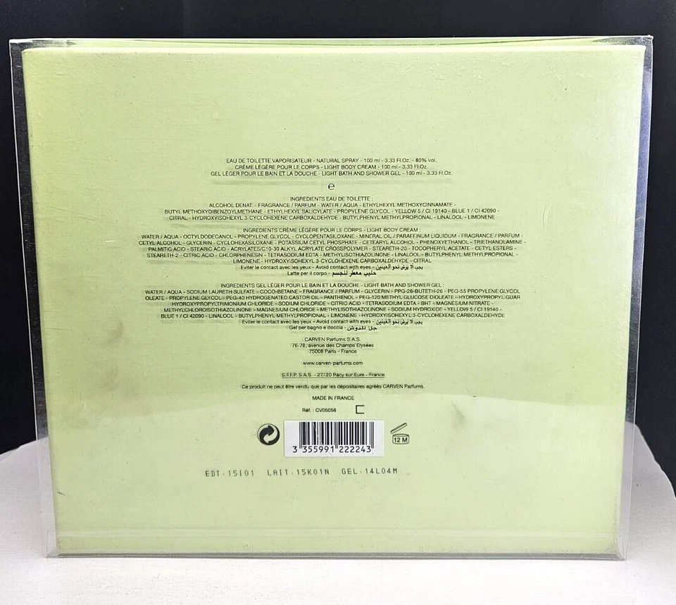 Carven L'eau De Toilette, Crema Corporal Ligera, Gel de Baño y Ducha Set de Regalo NUEVO Foto 3 de 4