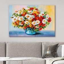 Wall26 Canvas Print Watercolor Daisy Flower Basket Floral Wall Art