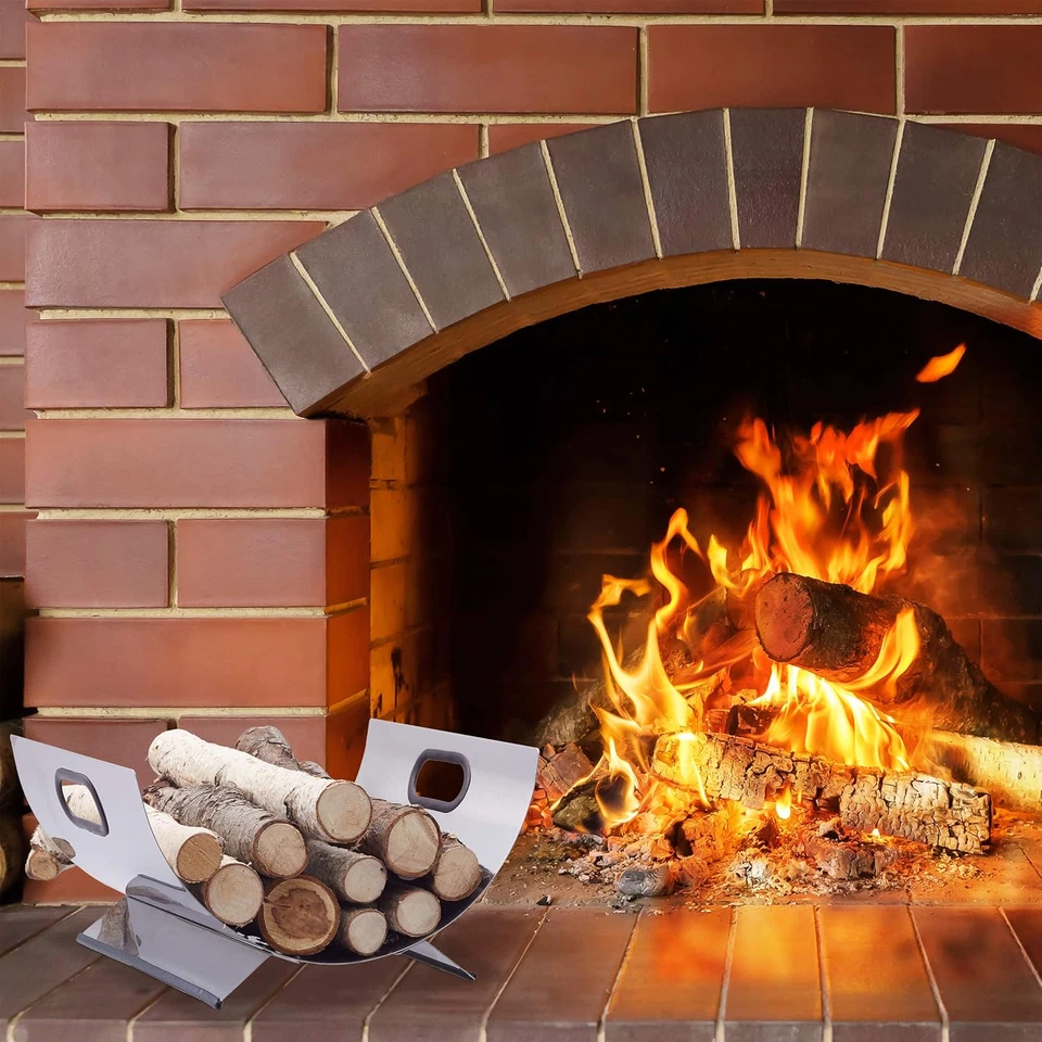 Relaxdays Cesto Portalegna Acciaio Inox Cassa Cassetta Contenitore per Legname M - Immagine 2 di 4