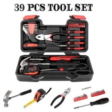 Portable 39pcs Red Basic Tool Set Household Mechanics Tool Kit With Carry Box
