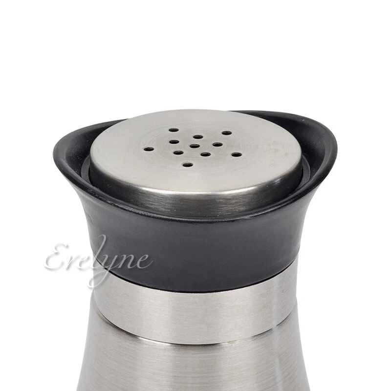 Juego de 2 piezas coctelera de vidrio condimento para sal y pimienta con cubierta de acero inoxidable Foto 4 de 4