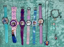 Disney Frozen Jewelry Lot Anna Elsa Olaf Watch Bracelet Necklace Charm Misc