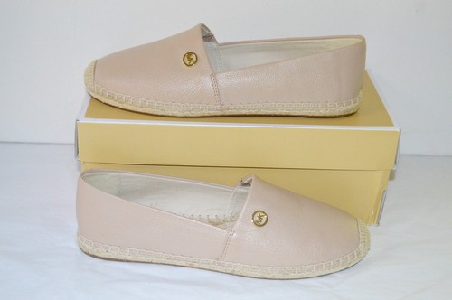 New $120 Michael Kors Kendrick Leather Slip On Oyster Sand Espadrille Flats 10 - Picture 5 of 7