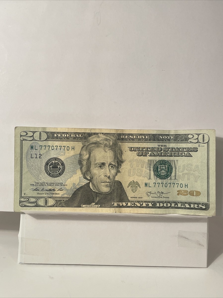 BANKNOTESコレクション 20枚 Fancy Serial Number! $20.00 Bill Repeater! ML 77707770 H LUCKY 7's