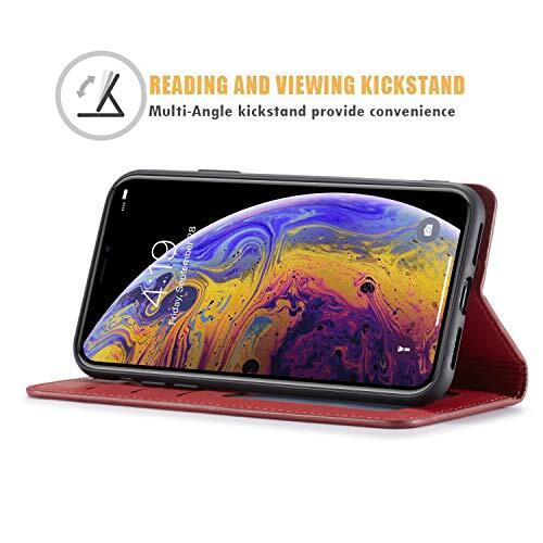 for Case, Premium PU Leather Cover TPU Bumper with Card Holder iPhone XR Red - Picture 3 of 7