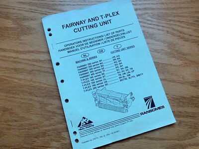 Ransomes Fairway 250 305 405 Cylinder Mower Reel Parts Manual T-Plex 185 285
