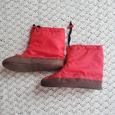 Vtg The North Face Brown Label Down Insulated Camp Slippers Booties Red - Small