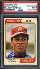Cesar Tovar PSA DNA Signed 1974 O-Pee-Chee Topps Autograph
