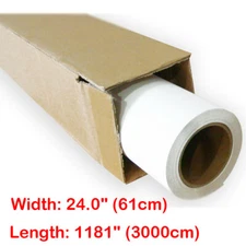 24" x 98' Roll White Color Printable Heat Transfer Vinyl Film for T-shirt Fabric