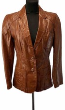 Vintage Wilsons Red Brown Genuine Leather Women’s Biker Jacket Size Uk 12
