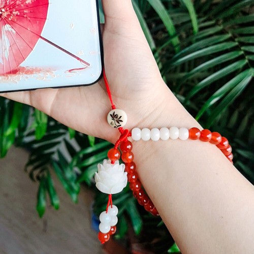 Red Agate Mobile Phone Chain Lanyard for Women Cellphone Lanyards - Zdjęcie 2 z 11