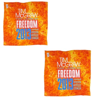 TIM MCGRAW TIE DYE TWO LANES OF FREEDOM TOUR BANDANAS QTY-2 PER ORDER UNISEX
