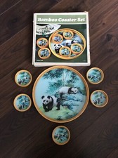 Vintage Bamboo Polar Bear Tray and 5 Coaster Set (Boxed)