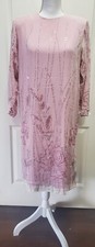 Vintage Ladies Edith Strauss Pink Dress - Beaded/Faux Jewels - Pink - Chest 37"