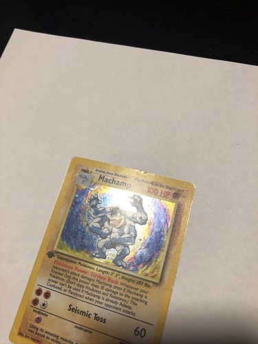 Machamp Holo Base Set 1a Edición 8/102 DMG Pokémon WOTC - Imagen 4 de 8