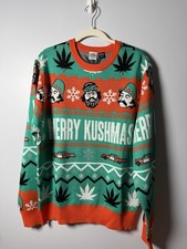 Cheech & Chong Ugly Christmas Sweater Medium Merry Kushmas Novelty Holiday NWOT