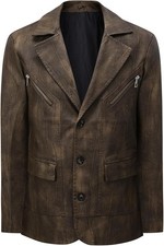 YFFUSHI Mens Leather Blazer Regular Fit Vintage Fashion PU Suit Jacket XXL 47"