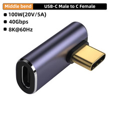 90 Degree USB-C Male to Female Adapter, 1 Pack - 100W Type-C Extender in Purple