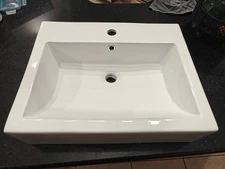 White Porcelain Vanity Sink 22.5in x 18.25in
