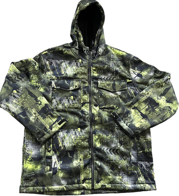 AthleTech Men's Hoodie Jacket Full Zip XL Green Black Graphic Long Sleeve