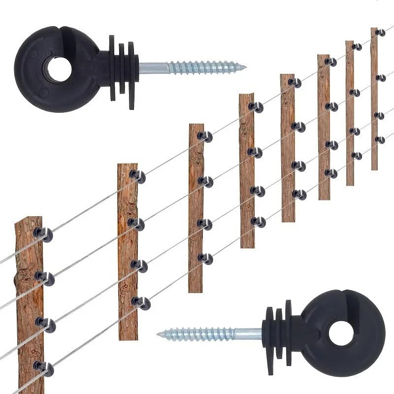 15 Pack Electric Fence Insulator Screw-In Nail Ring Holders for Wooden Posts