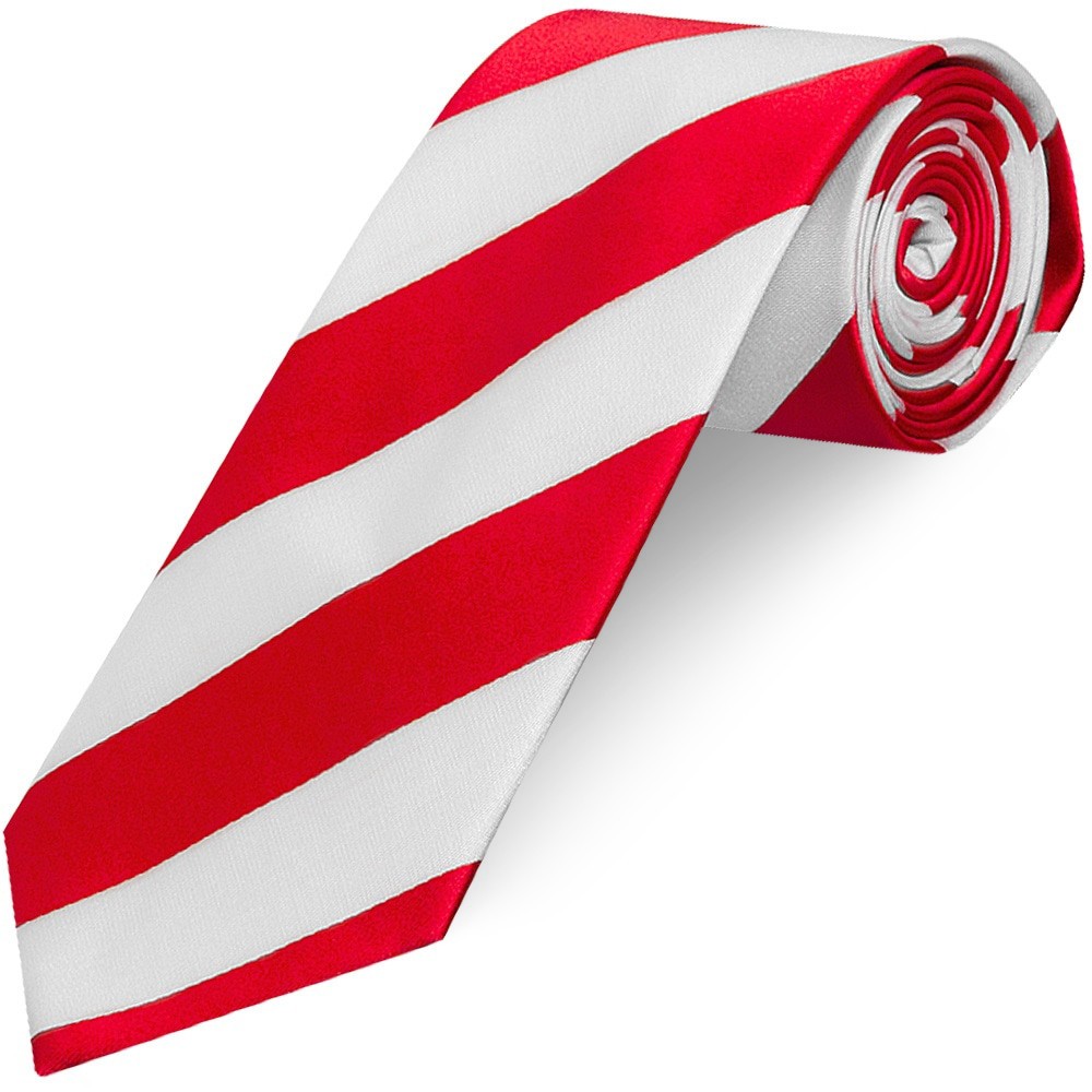 TIES R US Red and White Striped Hand Made Classic Men's Football Tie Neck Tie