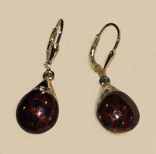 925 vermeil Enamel lady bug Dangle earrings