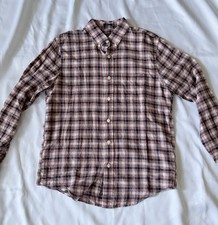 Abercrombie Fitch Men  s Button Down Red Blue Plaid Muscle Long Sleeve Size Med