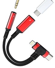Lightning USB to 3.5mm Headphone Jack Adapter 2in1 for iPhone 16 15 14 13 AU...