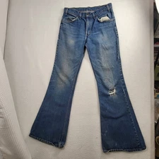 VTG 70’s Levi’s 684 Orange Tab Bellbottom Distressed Denim Jeans 31x34 actual