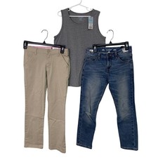 2 New Cat Jack Girls Medium 8/10 Tank Top Skinny Denim Jeans Straight Pants