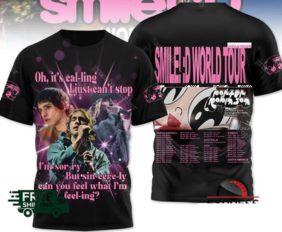 Robinson Smile World Tour 3d Shirt Tour Black All Size T-Shirt N1E15
