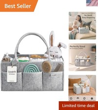 Large Grey Baby Diaper Caddy - Essential Nursery Organizer with 12 Compartments