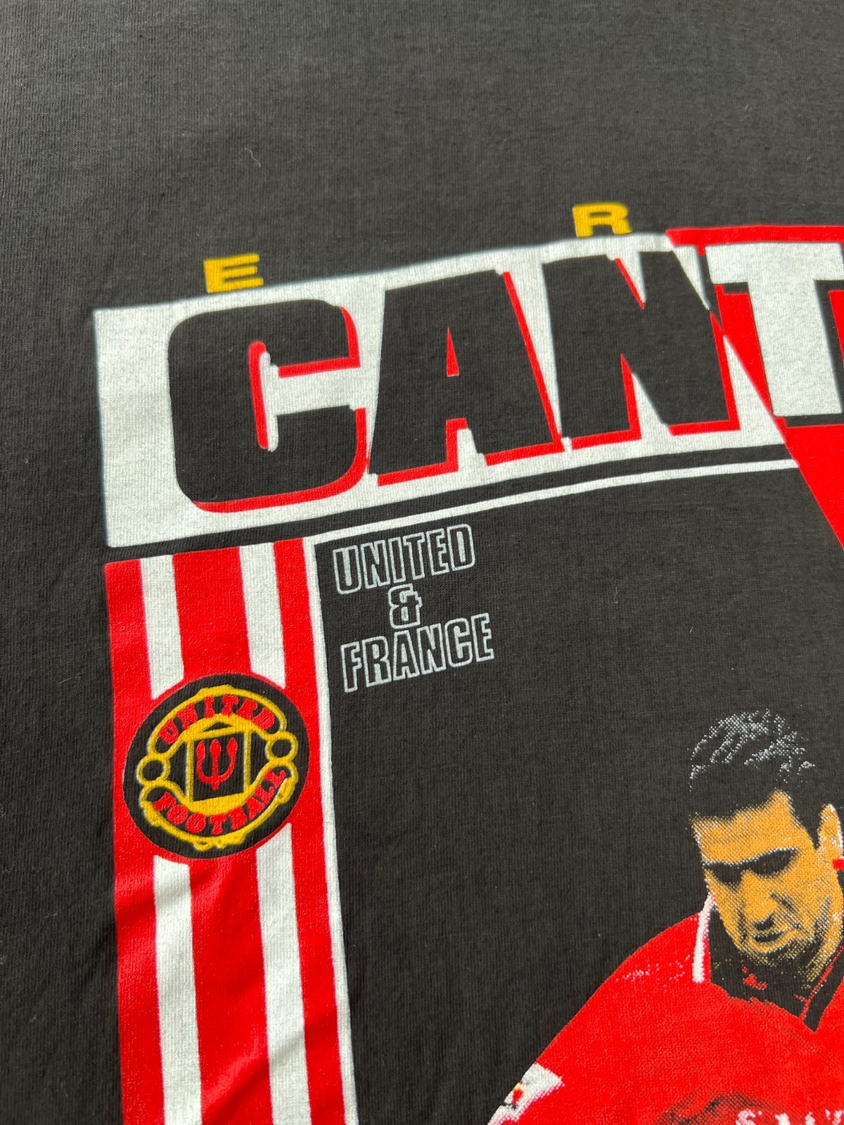 Vintage 90s Manchester United Eric Cantona #7 Black T-shirt Sz L image 5