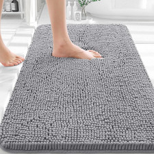 Bathroom Rugs 30X20, Extra Soft Absorbent Chenille Bath Rugs Grey, Quick-Dryin