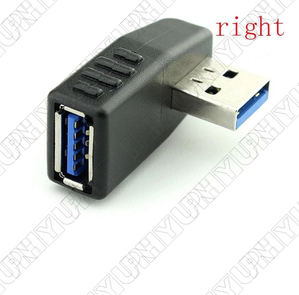 2x USB 3.0 Righ +Left Angle Connector Male to Female 90 Degree Adapter Converter - Image 3 of 4