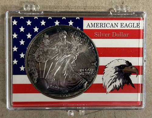 1998 SILVER EAGLE 1 TROY OUNCE .999 SILVER COIN WITH TONING UNCIRCULATED