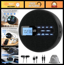 Portable Bluetooth CD Player with FM Transmitter, Rechargeable, Anti-Skip, AUX,