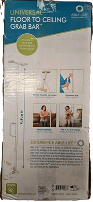 Able Life Universal Floor to Ceiling Grab Bar, Adjustable Floor to Ceiling Sa...