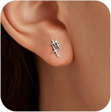 925 Sterling Silver Cross Star Earrings for Women Men Retro Minimalist Simple Cr
