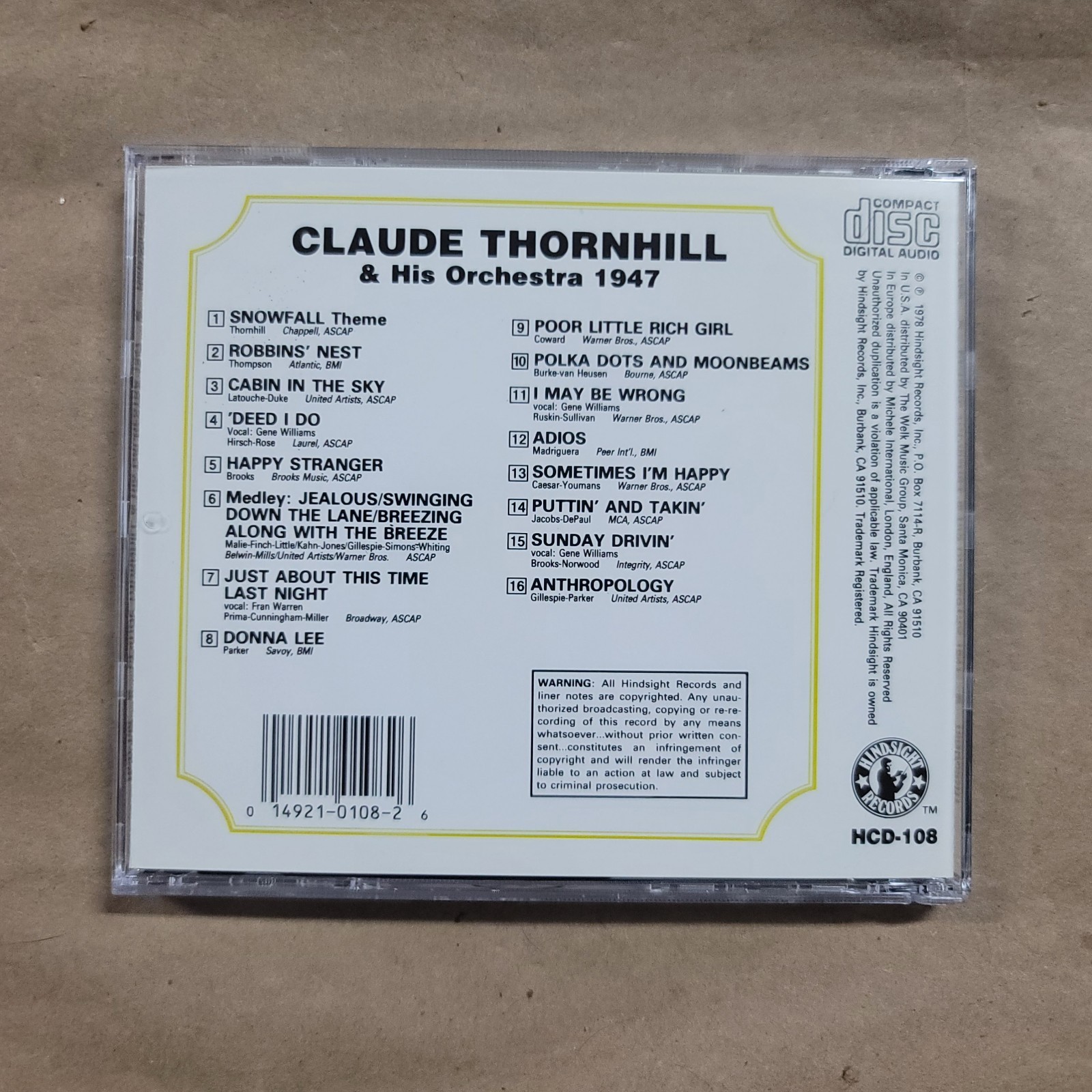 Claude Thornhill & His Orchestra 1947 (CD 1978)
