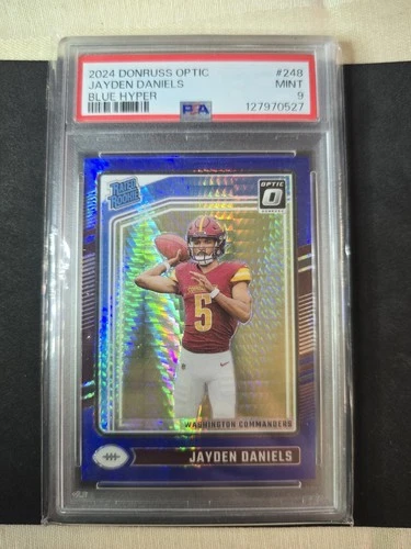 2024 Panini Donruss Optic Jayden Daniels BLUE HYPER Prizm Rookie RC #248 PSA 9